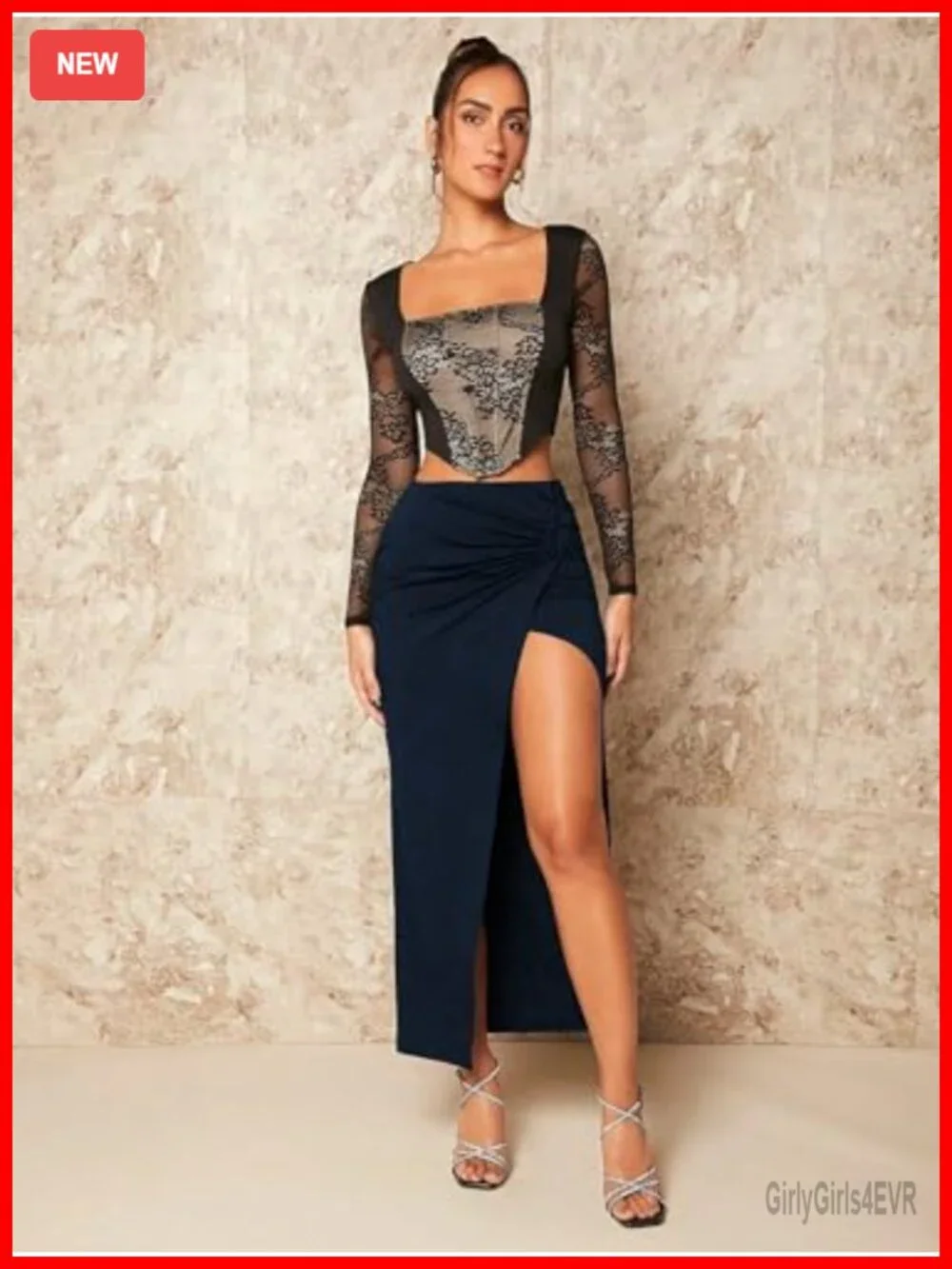 High Slit Asymmetrical Maxi Skirt High Waisted Twist Front Women's